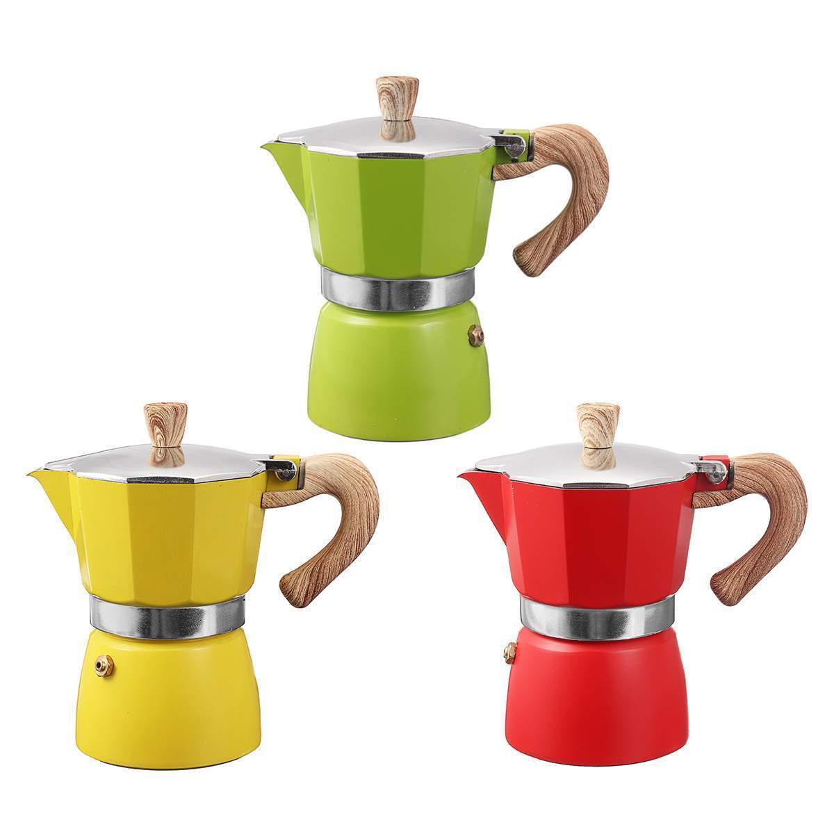 USA Hot Customized Logo Travel Portable Stovetop Hand MOKA POT 3/6 Cups Aluminum Coffee Maker Outdoor Travel Portable