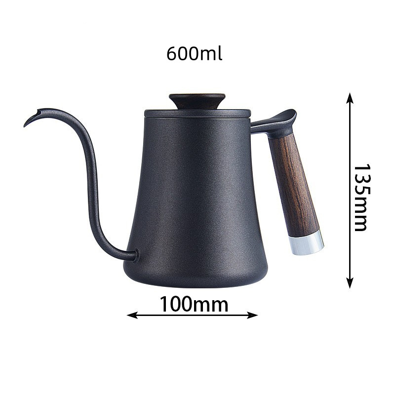 600ml Turkish Gooseneck Coffee Kettle Hot Coffee Brewing Maker Tool 304 Stainless Steel Hand Drip Percolator Coffee Pot Kettle