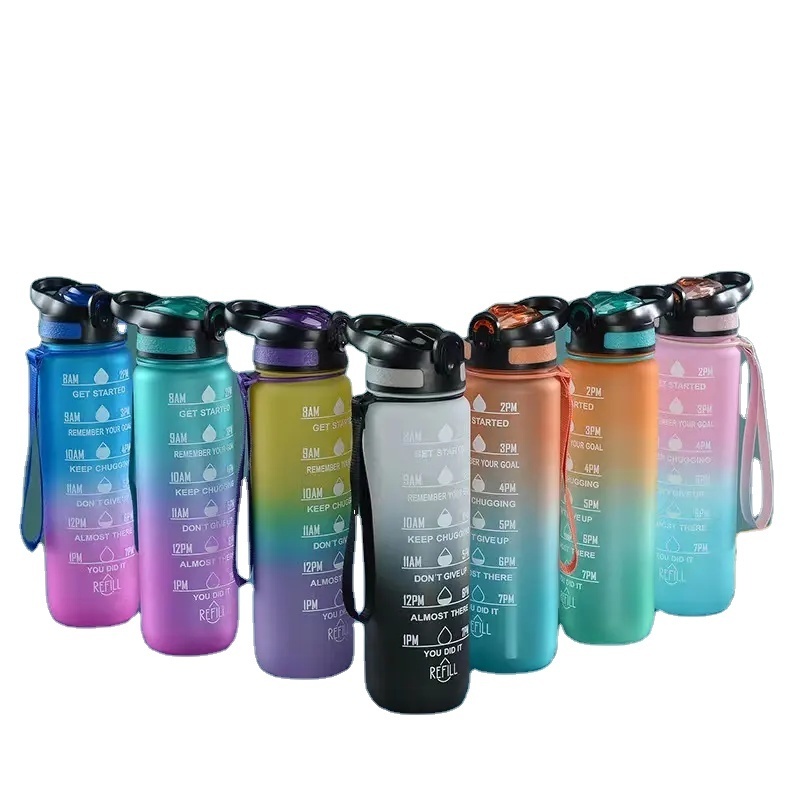 Best Selling Sports Bottle Water 1L BPA Free Fitness Water Bottle Tritan Motivational Water Bottle With Time Marker and Straw