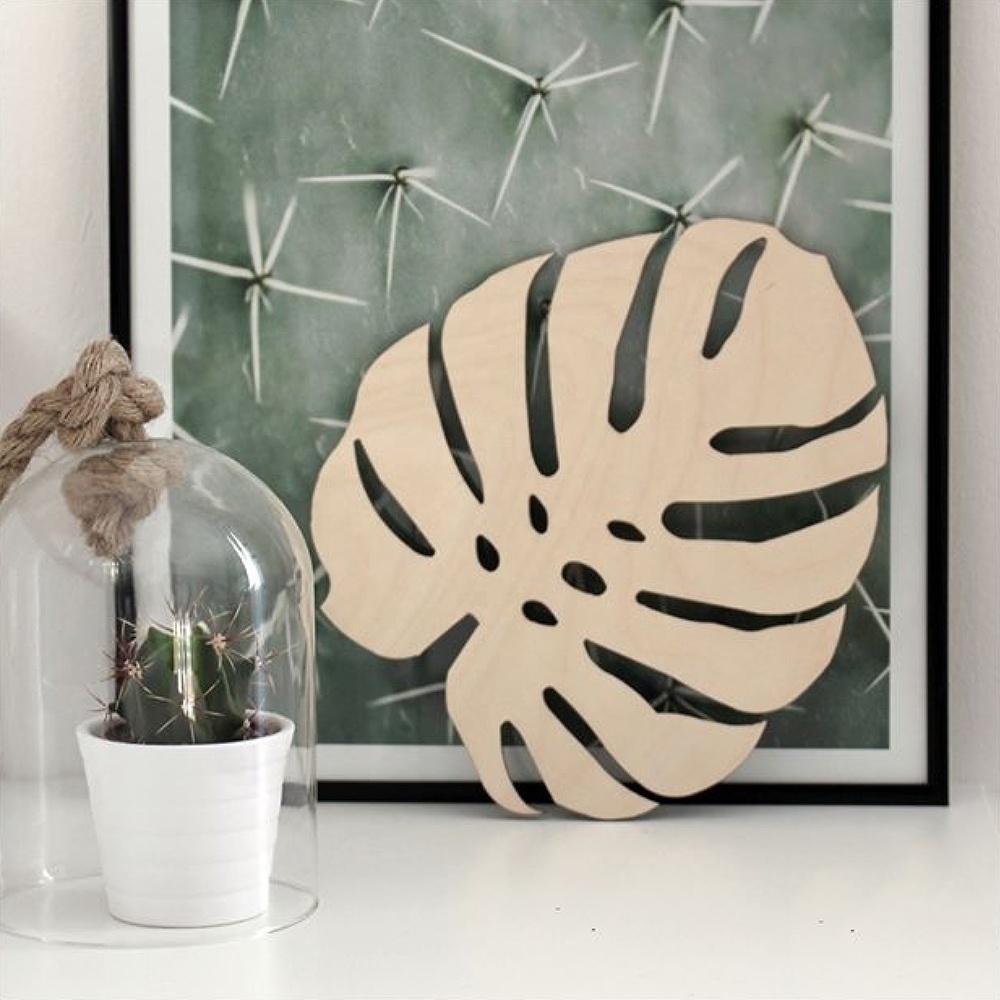 Custom Design Laser Cut Plywood Tortoiseshell Leaves Plant Theme Decoration Abstract Wooden Leaves Wall Art For Room Decor