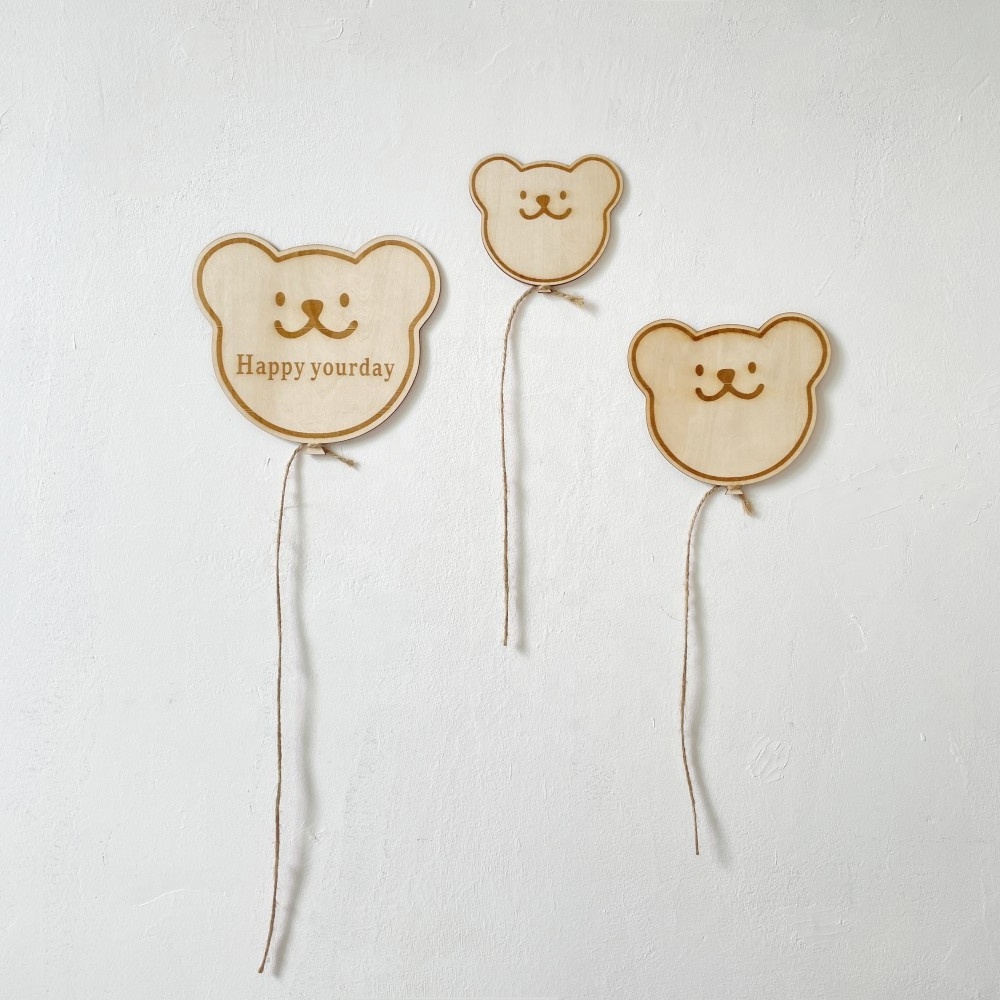 Custom Shape Wall Hanging Nordic Laser Cute Baby Party Photo Props Cute Bear Smell Face Wooden Wall Decoration  For Child Room