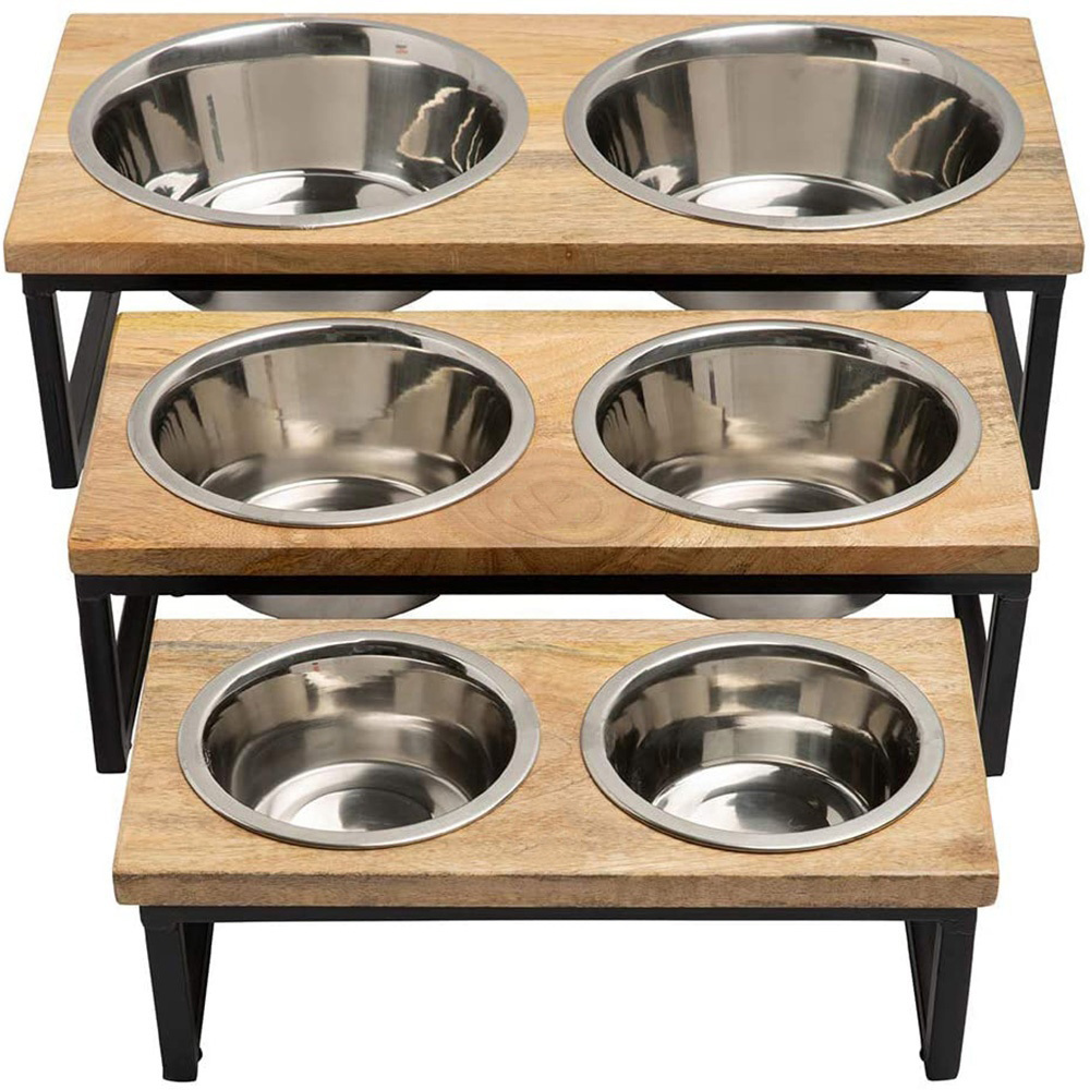 Custom luxury stainless steel elevated dogs food bowl copper slow feeder dog water bowl stand cute raised dog feeding bowl