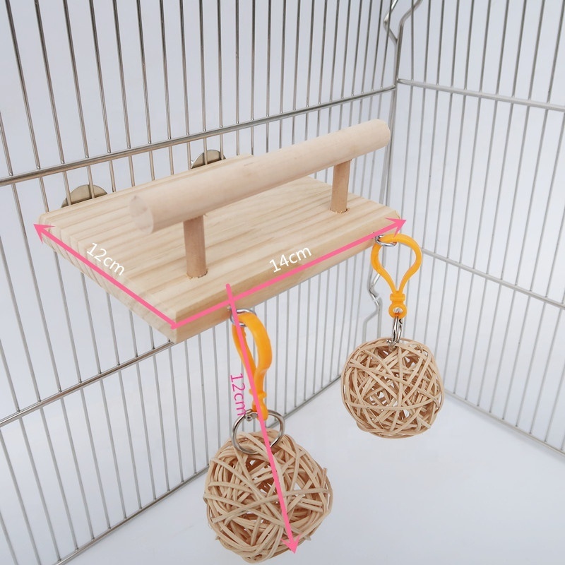 Customized Pet Supplies Natural Hamster Soild Wood Hammock Hanging Interactive Toy Wooden Parrot Bird Guinea Pig Hamster Swing