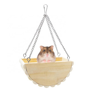 Custom Pet Supplies Parrot Bird Guinea Pig Cage Accessories Play Toy Natural Hamster Soild Wood Hammock Wooden Hamster Swing