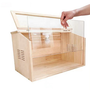 Custom Large Rutin Chicken Guinea Pigs Chinchillas Habitat Wooden Hamster Cage with Openable Top and Large Acrylic Sheets