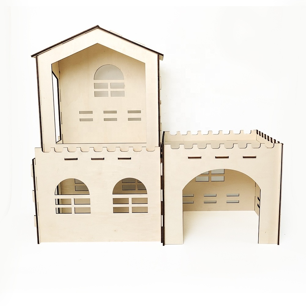 Custom Spacious Breathable Wooden Hamsters Guinea Pigs Bunny Rabbit Houses Hideout Castle Extra Large Rabbit Hideout or Indoor