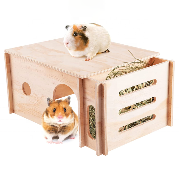 Solid Wood Hamster Nest Guinea Pig Squirrel Cage Wooden Hamster House