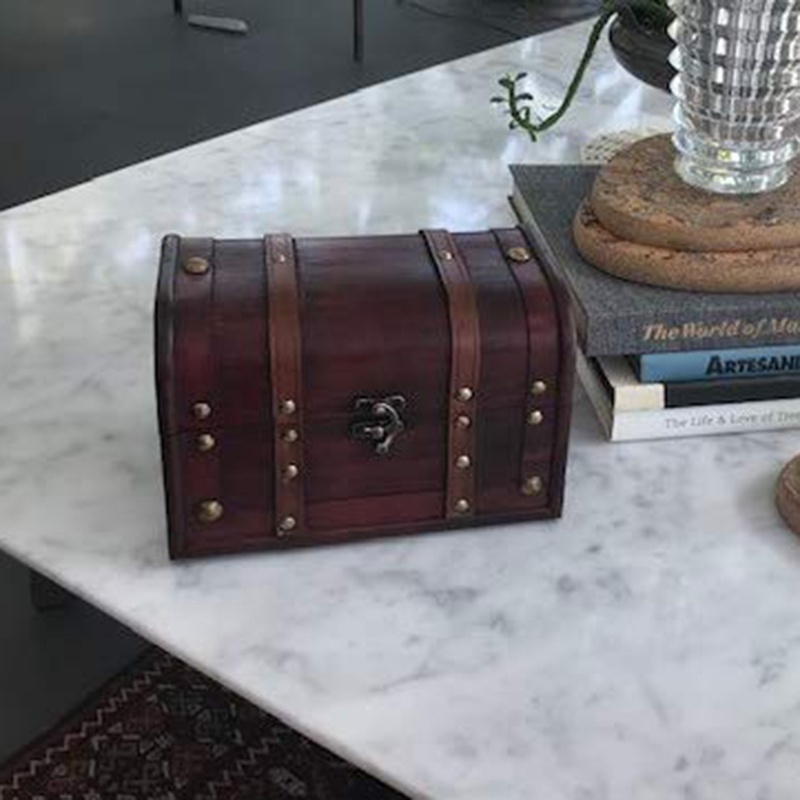 Storage Chest Box with Lock Handcrafted Decorative Wooden Stash Box