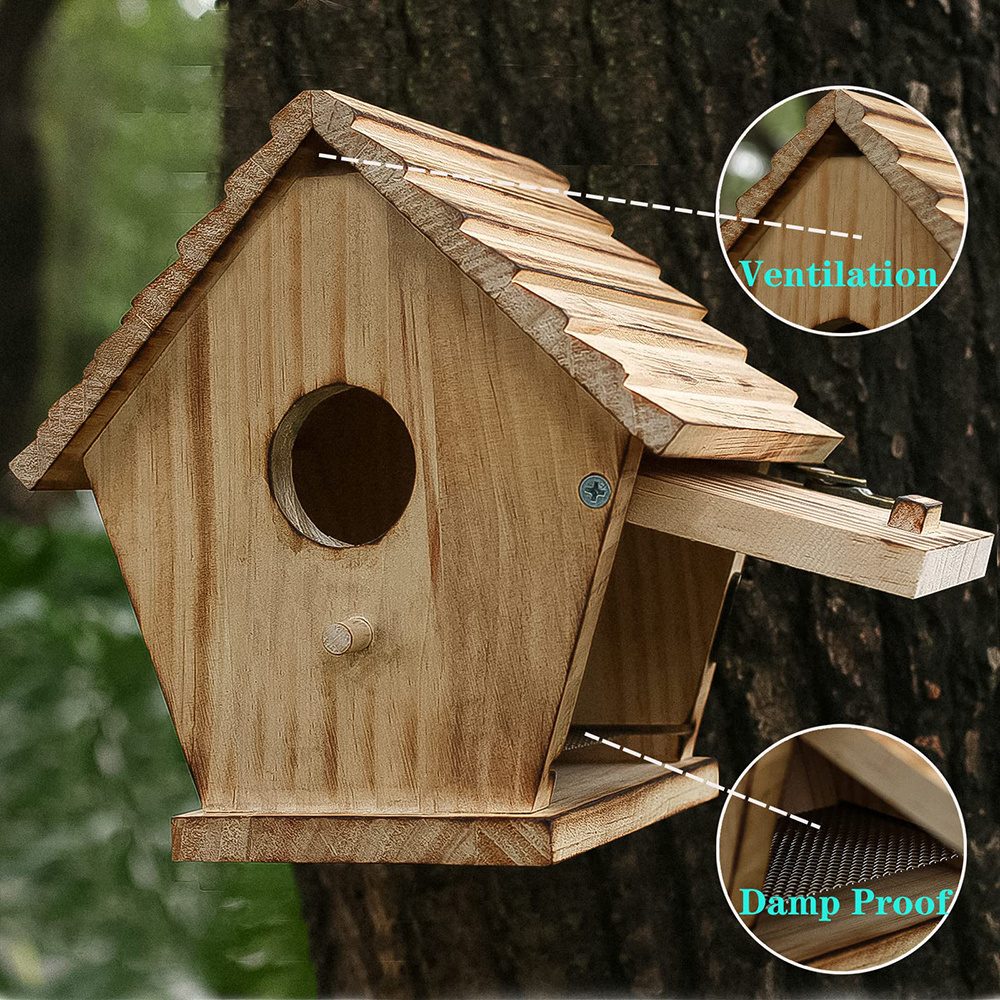 Wild Bird Wooden Bluebird House Finch Cardinals Hanger Birdhouse Outdoor Nesting Box