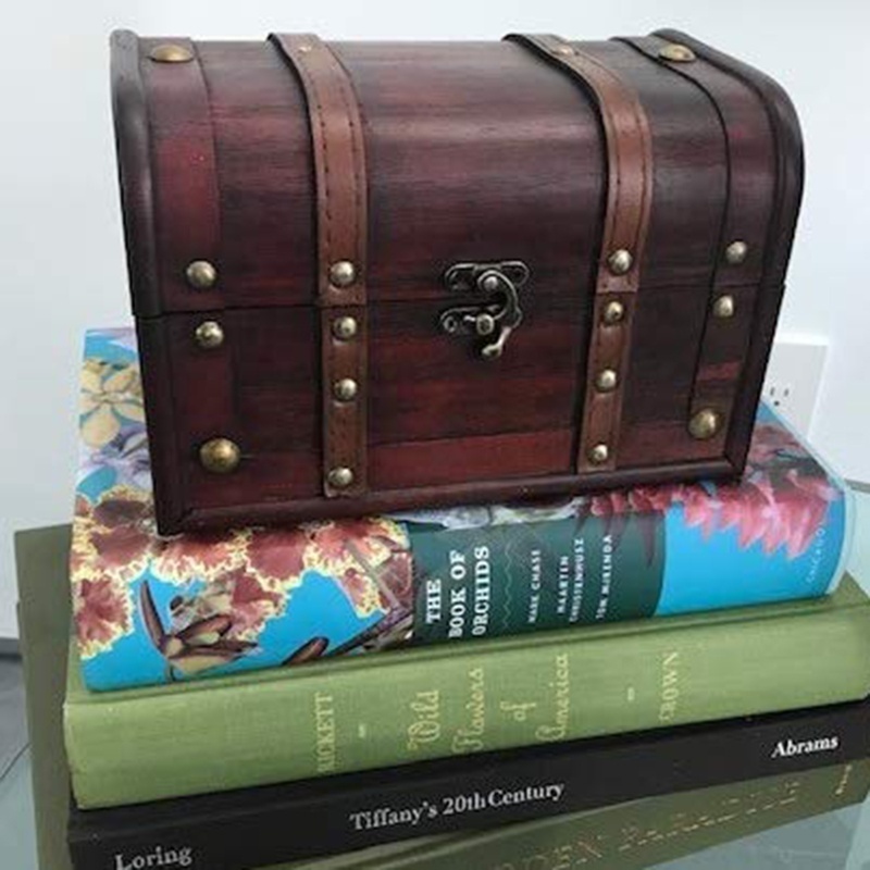 Storage Chest Box with Lock Handcrafted Decorative Wooden Stash Box