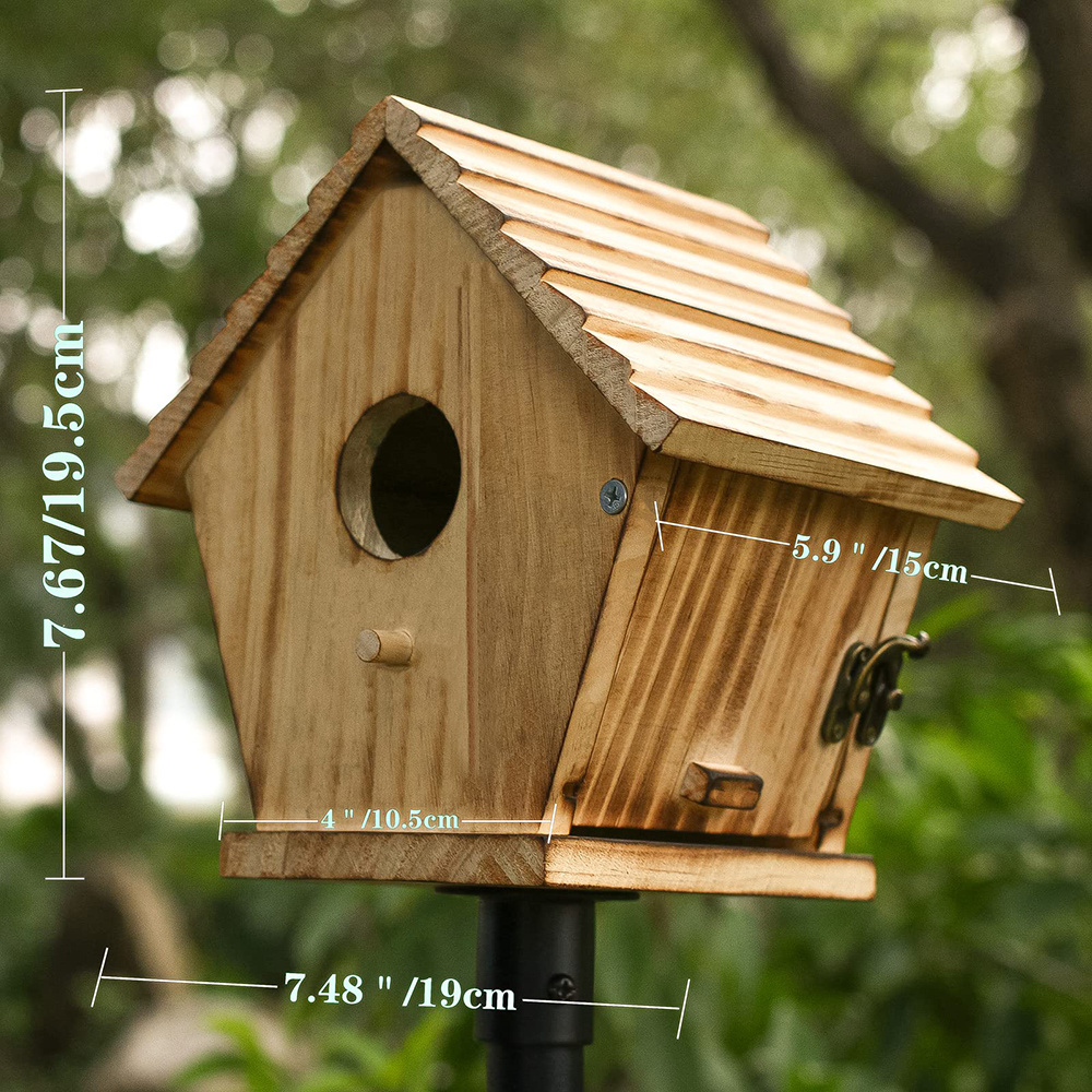 Wild Bird Wooden Bluebird House Finch Cardinals Hanger Birdhouse Outdoor Nesting Box