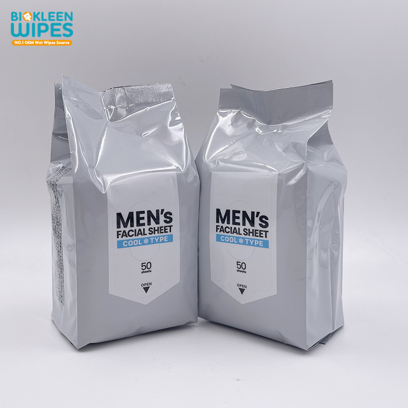 Biokleen OEM 50PCS Hypoallergenic Biodegradable Body Max After Sex Man Delay Hemp Wipes Men Facial Wipes For Men