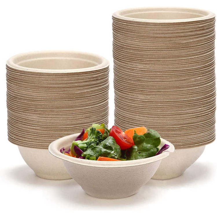 Eco Friendly Disposable Ice Cream Biodegradable Sugarcane Bagasse Compostable Paper Ramen Salad Food Bowl