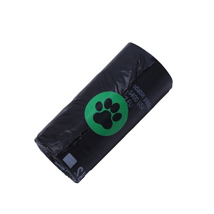 Wholesale Pet Supplies Eco Friendly Custom Printed Biodegradable Compostable Black Scented Dog Cornstarch Pet Poop Waste Bag