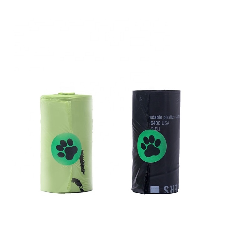 Wholesale Pet Supplies Eco Friendly Custom Printed Biodegradable Compostable Black Scented Dog Cornstarch Pet Poop Waste Bag