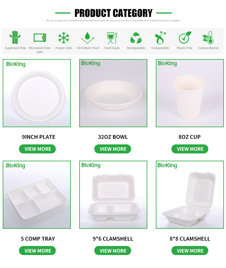 BioKing New arrivals with multiple specifications large capacity customisable bagasse paper plate