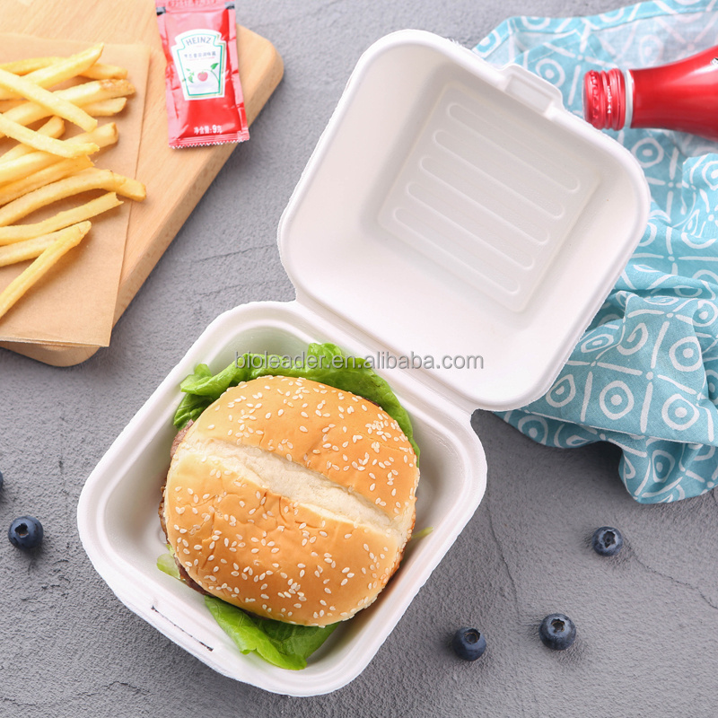 Wholesale Compostable Sugarcane Takeaway Food Burger Box