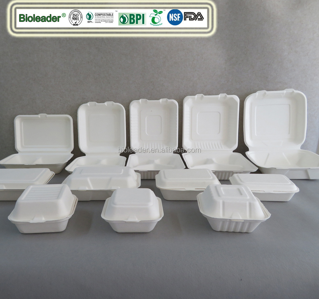 Biodegradable Sugarcane Takeaway Take Out Fast Food Packaging Box Food Containers Biodegradable Packaging