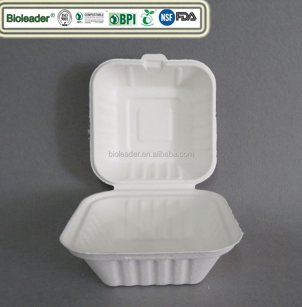 Wholesale Compostable Sugarcane Takeaway Food Burger Box