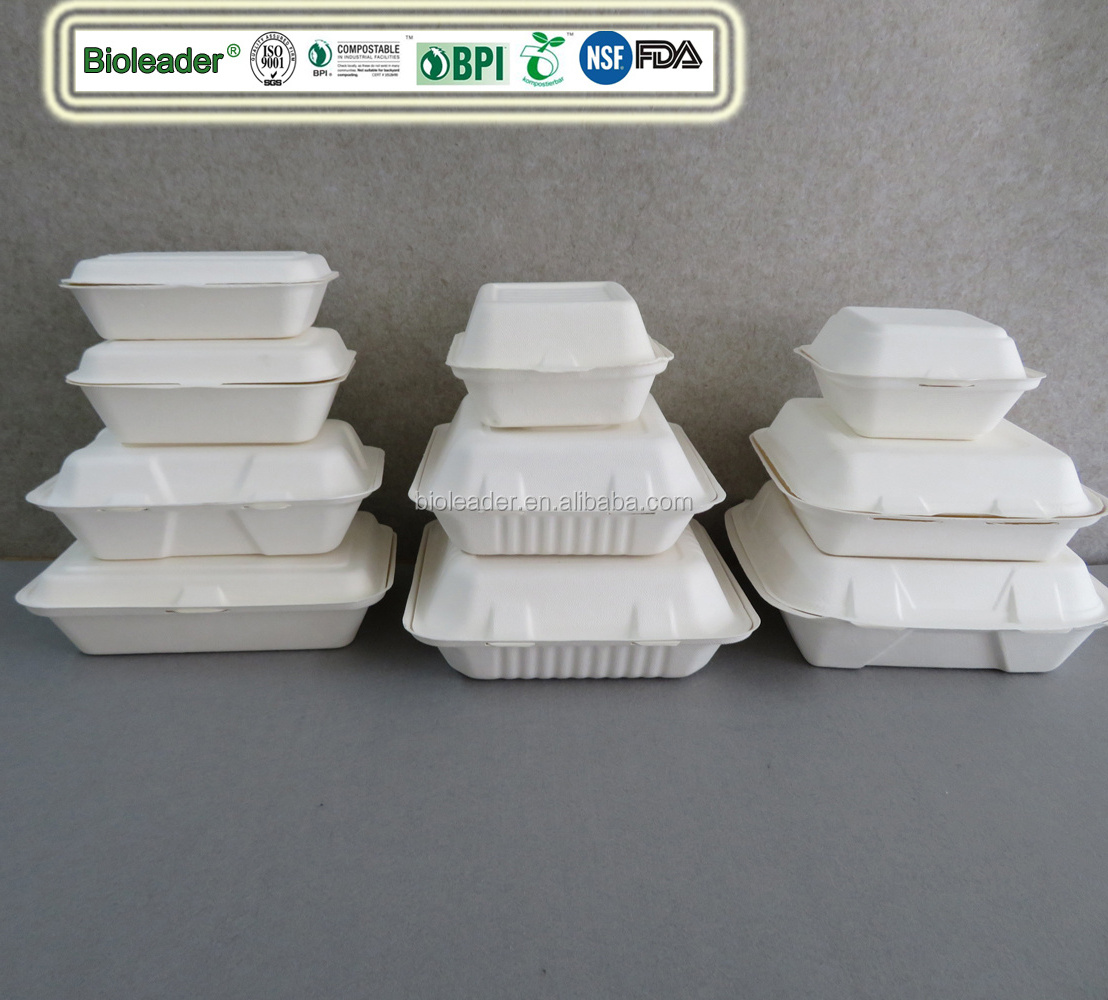 Biodegradable Sugarcane Takeaway Take Out Fast Food Packaging Box Food Containers Biodegradable Packaging