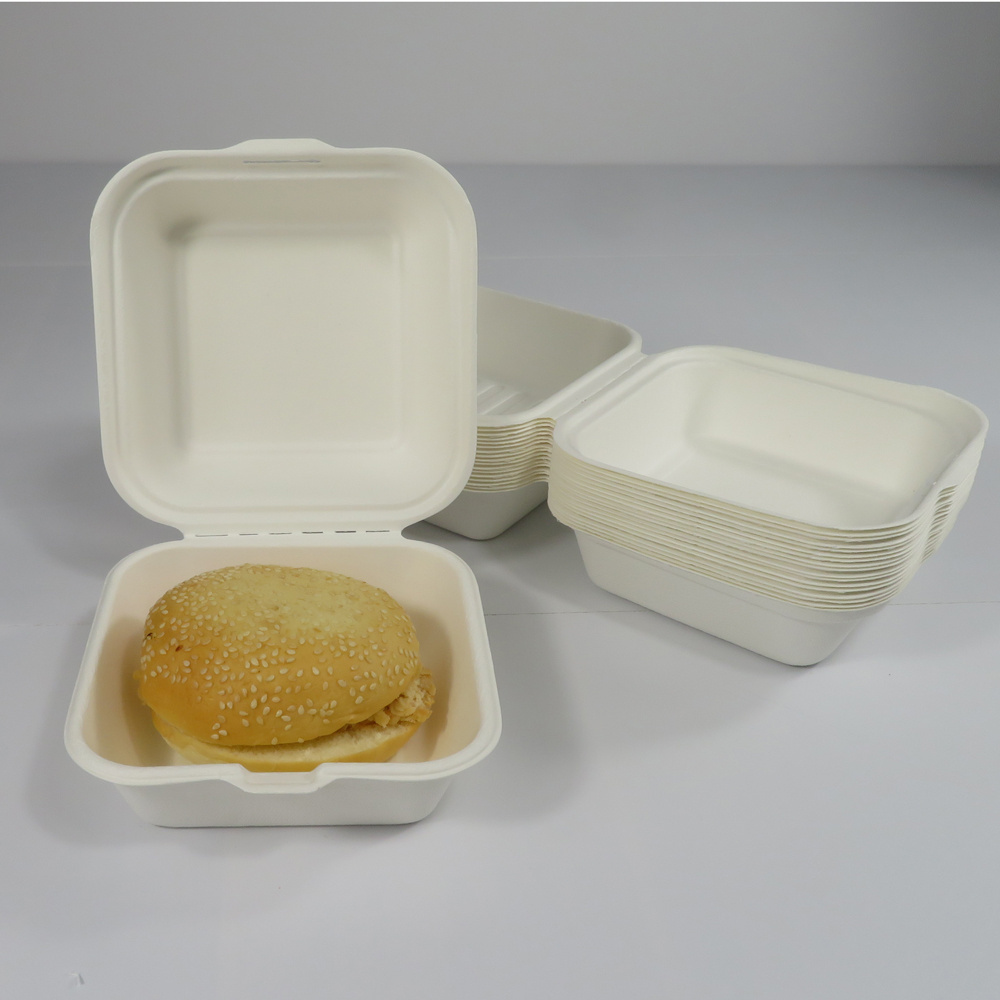 Wholesale Compostable Sugarcane Takeaway Food Burger Box