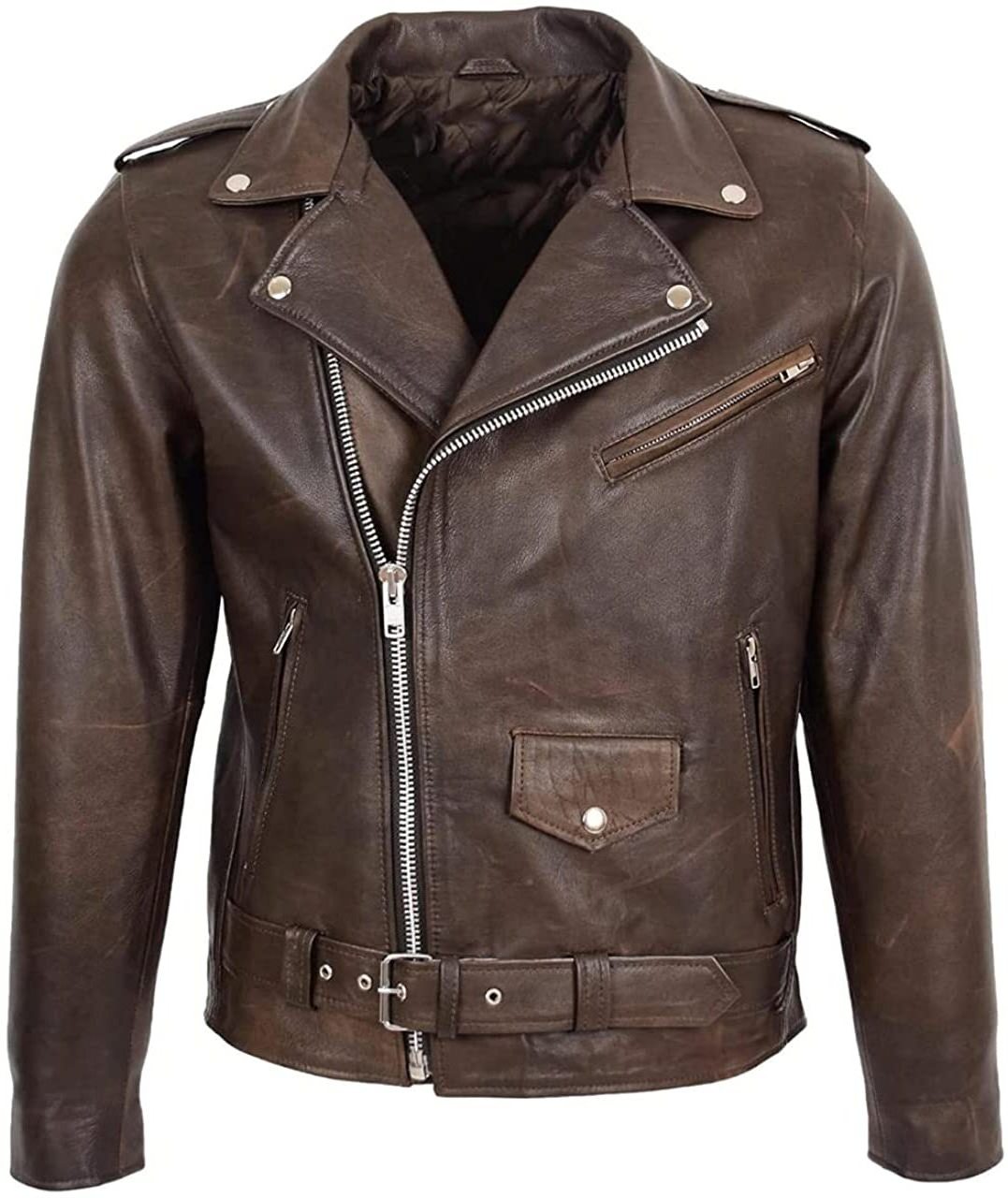 Top Quality Material Men's Leather Duffle Jacket For Biker Distressed Genuine Lambskin Wholesale Price