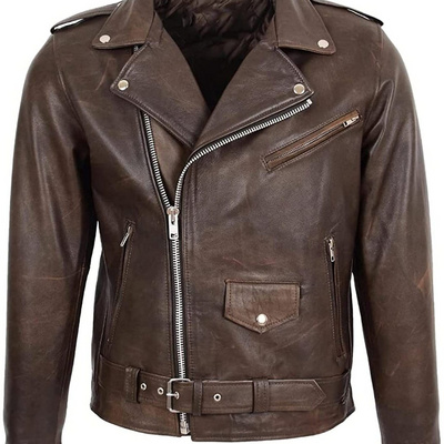 Top Quality Material Men's Leather Duffle Jacket For Biker Distressed Genuine Lambskin Wholesale Price