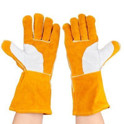 Manufacturer high quality sheepskin leather welding gloves Extreme Cut Heat Resistant Economy leather palm canvas safety cuff