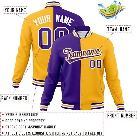 Custom Logo Manufacturer Chenille Embroidery College Leather Sleeves Baseball Bomber Varsity Jacket baseball jersey