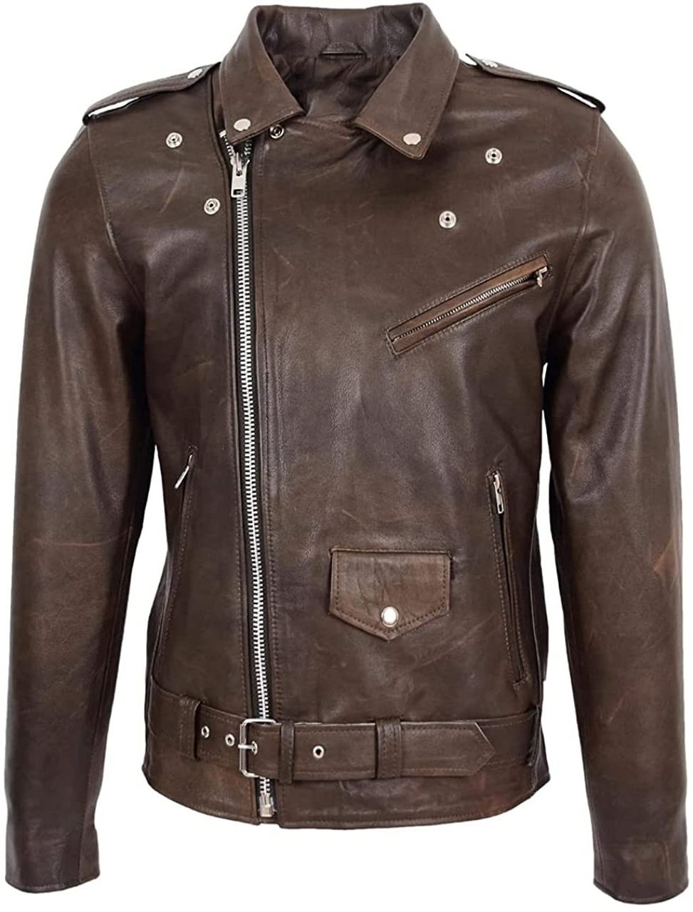 Top Quality Material Men's Leather Duffle Jacket For Biker Distressed Genuine Lambskin Wholesale Price