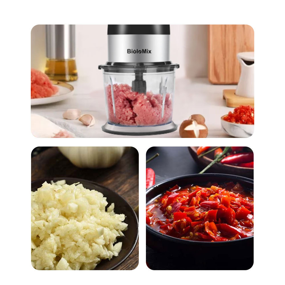 Electric 4 in 1 High Performance Food Chopper Food Processor Personal Blender Meat Grinder with Stainless Steel 4 wave Blades