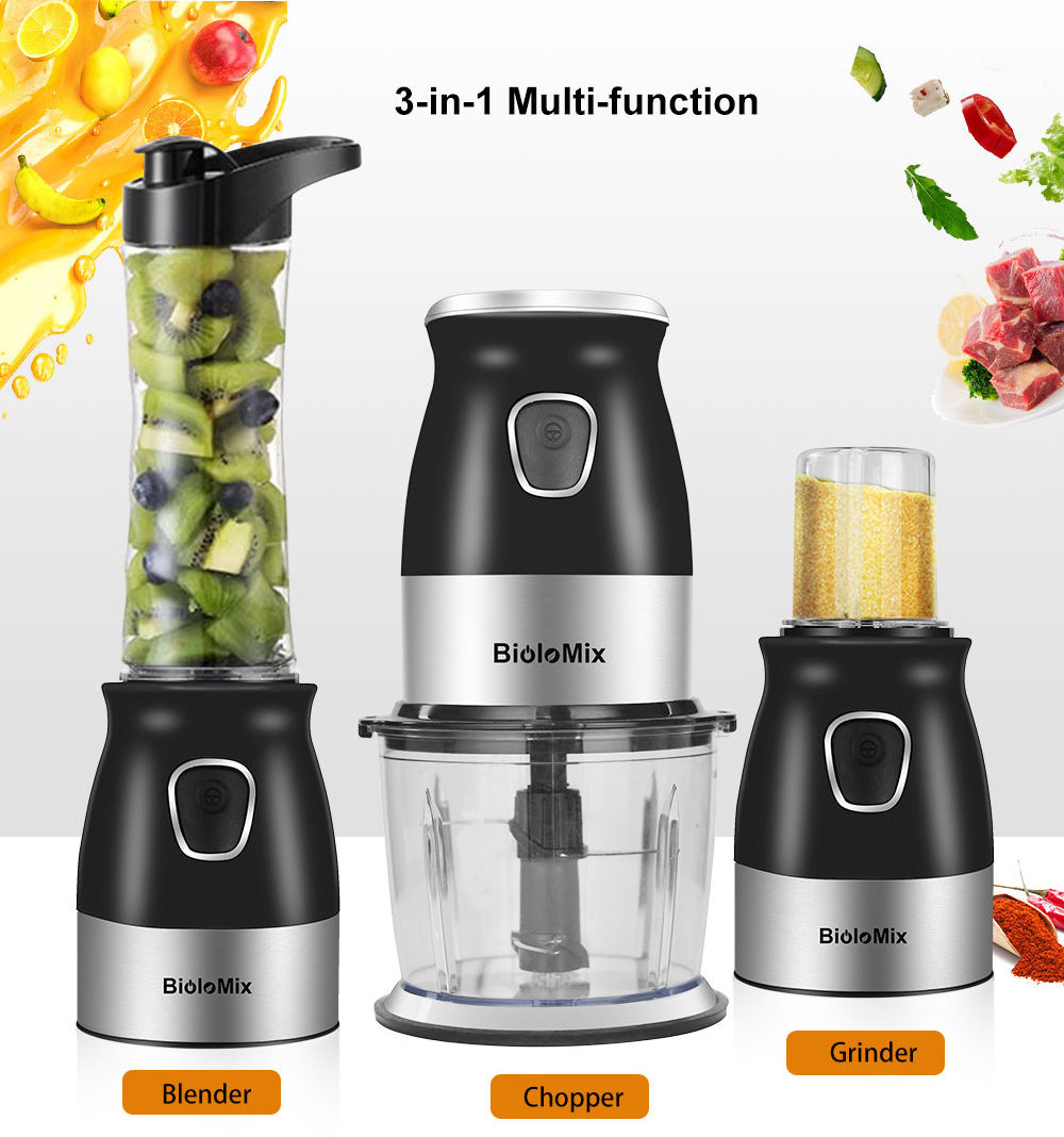 BPA FREE 500W Portable Personal Blender Mixer Food Processor With Chopper Bowl 600ml Juicer Bottle Meat Grinder Baby Food Maker