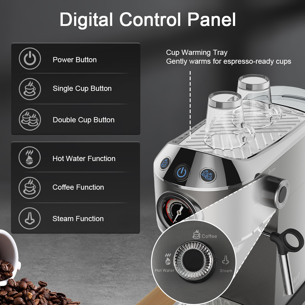 Automatic Household 20bar Home Espresso single serve coffee maker best Espresso Machines with milk frother steam wand Good Price