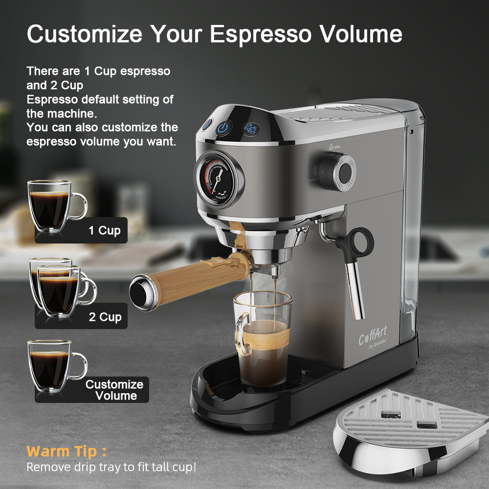 Coffee Machine CM7008 for Home 20bar Coffee Maker Espresso Maker Semi-Automatic Pump Type Cappuccino Latte Milk Bubble Maker