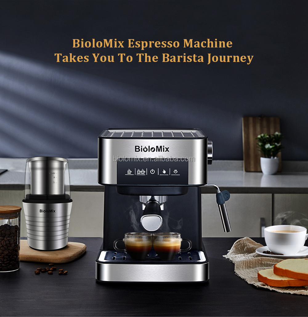 BioloMix 20 Bar Italian Type Espresso Coffee Maker Machine with Milk Frother Wand for Espresso, Cappuccino, Latte and Mocha