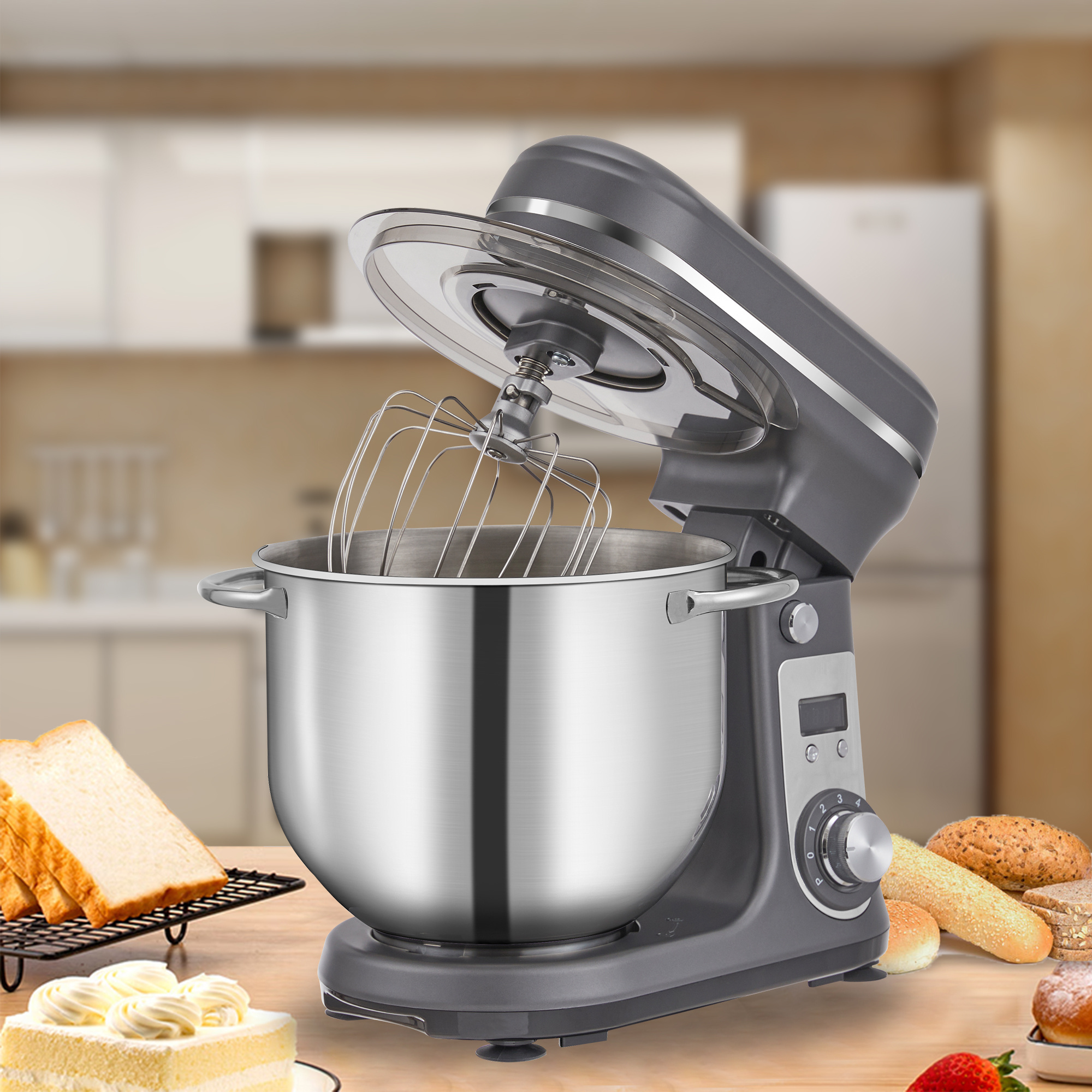 BioloMix 6L DC Quiet Motor Stand Mixer Kitchen Machine Electric Food Mixer Pizza Dough Kneading Cake Planetary Bakery Machine