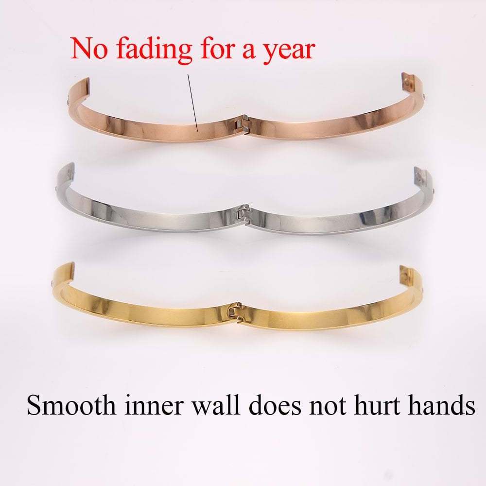 Fashion Jewelry Designer SCREW Love 18K Gold Bangle Set Silver Plated Stainless Steel Crystal Gold Bangles Bracelet Women