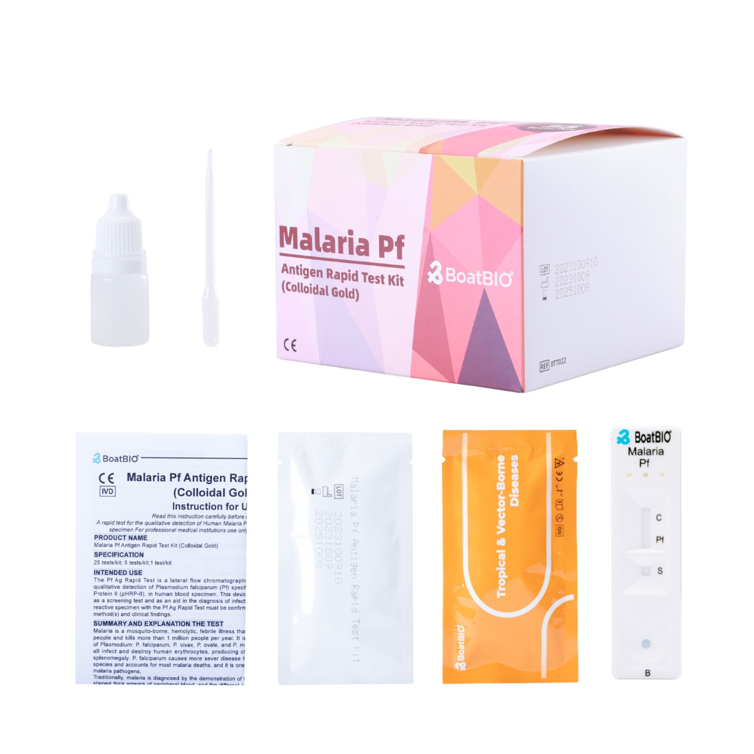 ICT Malaria Fever Pf Antigen Diagnostic Rapid Testing Kit Professional Use 5t Plastic Cassette For Rapid Test