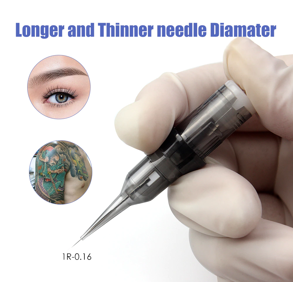 Biomaser Agujas Para Disposable Cartridge Tattoo Needles Liner Shader Makeup Eyebrow Universal Long Tip Permanent Makeup