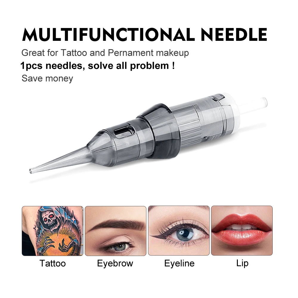 Biomaser Permanent Makeup Needle Anti Backflow Eyebrow Tattoo Needles1R 0.3MM, 3RL,3RS,5RL EYEBROW PIGMENTATION Cartridges