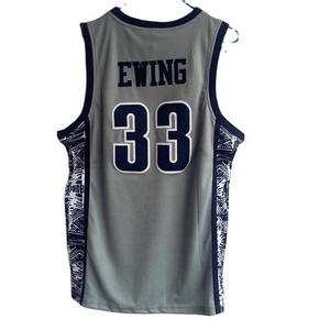 Custom Mesh Fabric #33 Patrick Ewing College Retro Stitched Gray Basketball Jersey Design