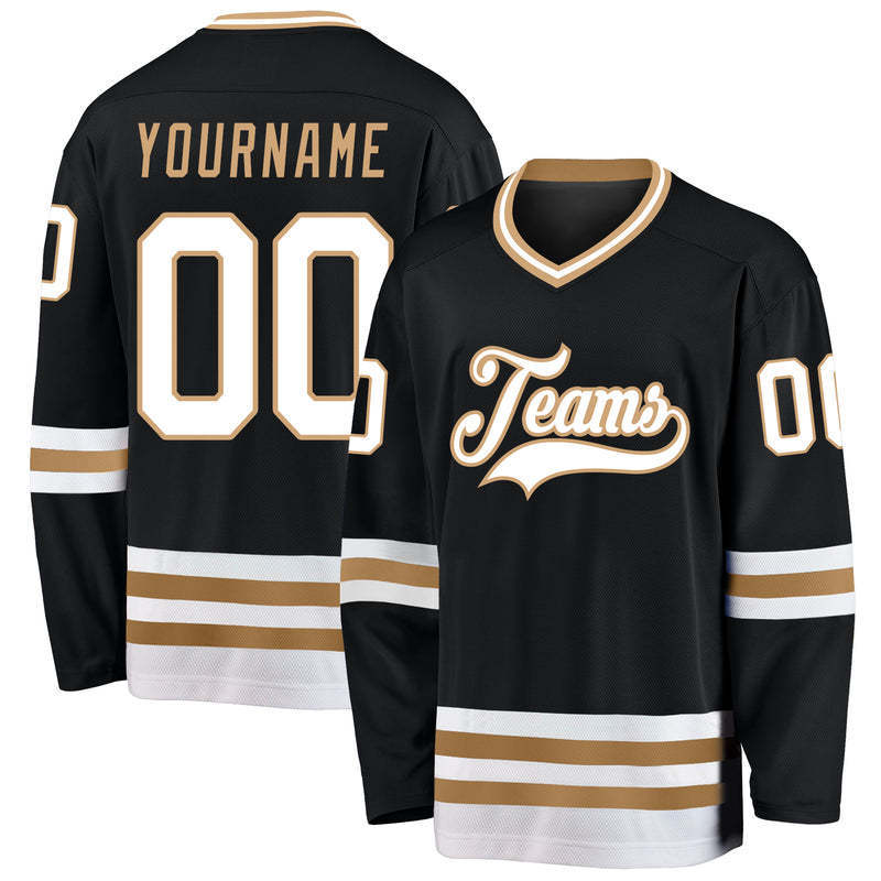 Custom sublimated tackle twill name number ice hockey wear black ice hockey uniform jersey