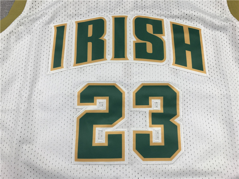 Drop shipping Classics White Embroidery Basketball Uniform Jersey #23 IRISH High School Basketball Jersey