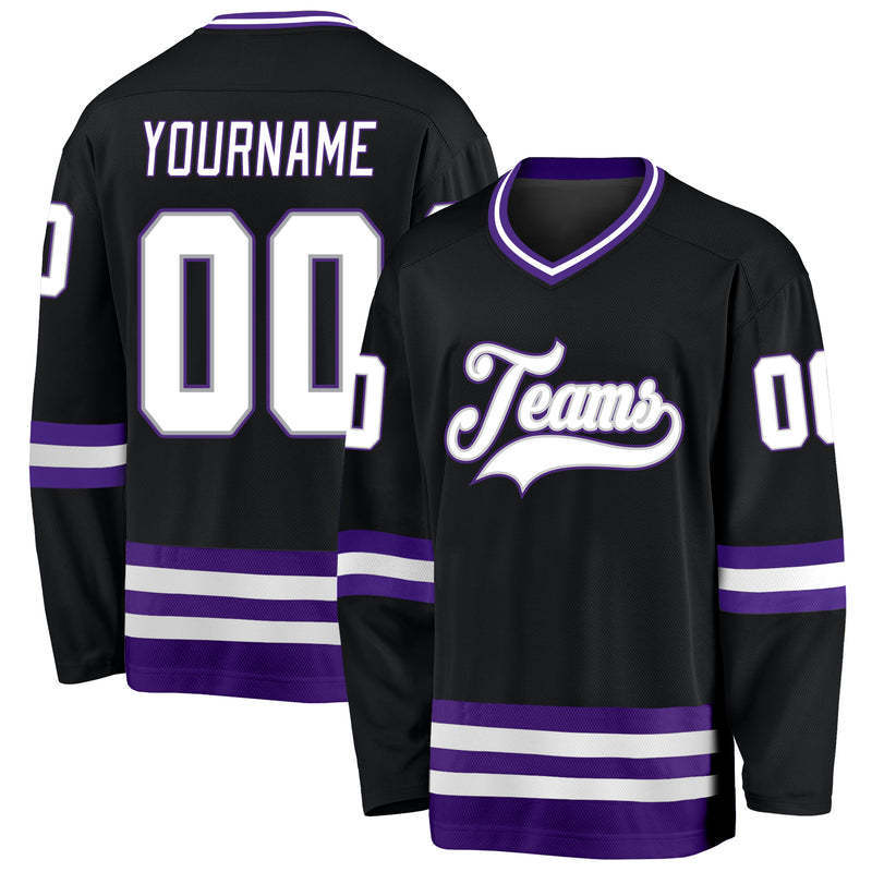 Custom sublimated tackle twill name number ice hockey wear black ice hockey uniform jersey