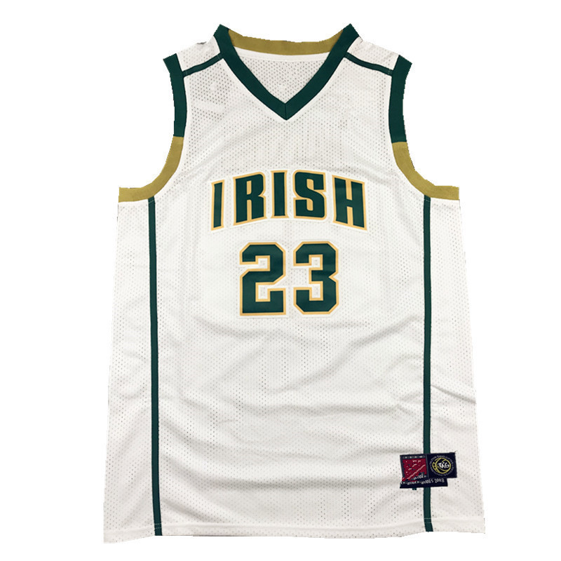 Drop shipping Classics White Embroidery Basketball Uniform Jersey #23 IRISH High School Basketball Jersey