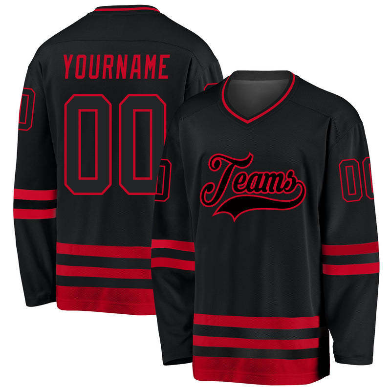 Custom sublimated tackle twill name number ice hockey wear black ice hockey uniform jersey