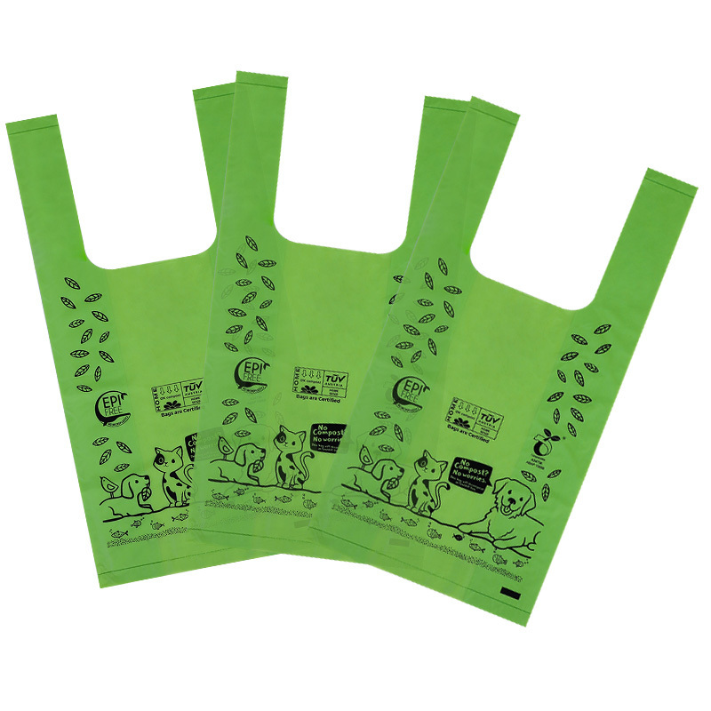 Biodegradable Eco Odorproof Doggy Poop Bags with Tie Handles on a Roll Wholesale Cornstarch dog waste bag