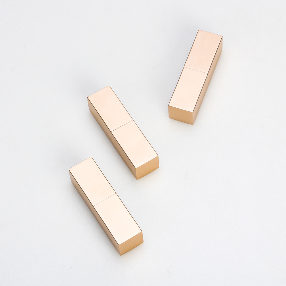 eco friendly luxury bulk custom 3.8g square metal aluminium rose gold empty lipstick tubes unique