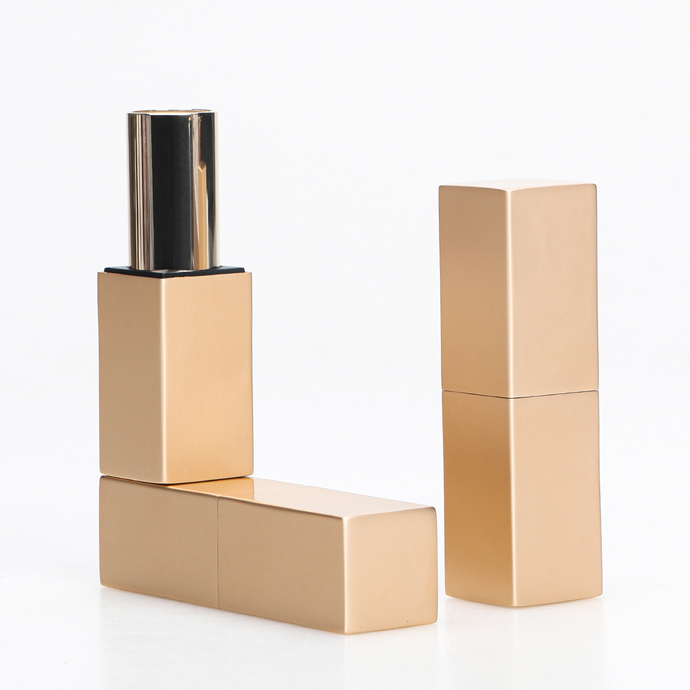 eco friendly luxury bulk custom 3.8g square metal aluminium rose gold empty lipstick tubes unique