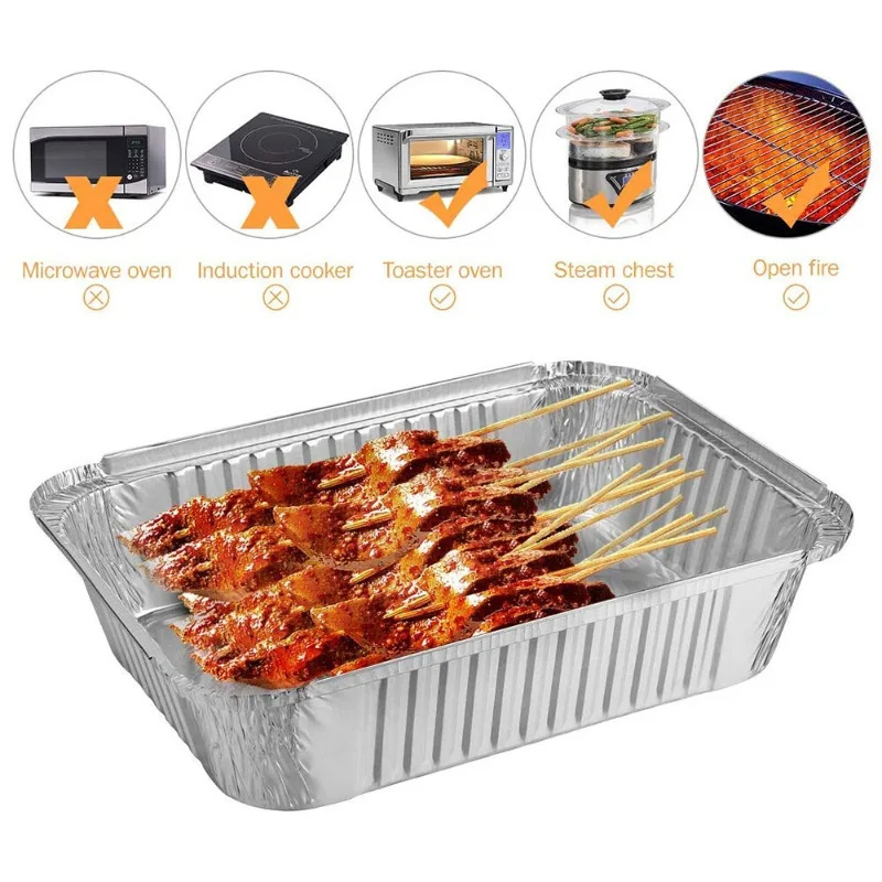 Large Disposable Fast Food Take Away Aluminium Foil Food Container with Lids for Baking